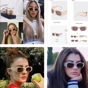 PRADA UNISEX POWDER/NUDE SUNGLASSES WITH PLUM LENSES, 2 TOP LOOKS, 2023 SUNNIES